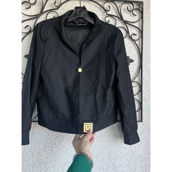 Gianni Versace 90’s Lightweight Track Jacket W/ Gold Adornments - Small - Black - Picture 4 of 14
